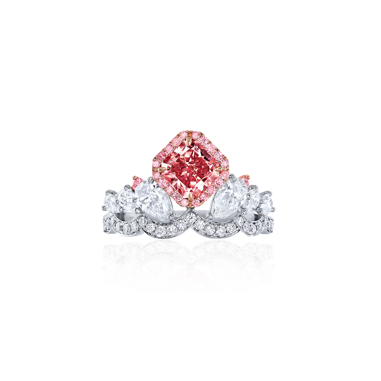 GIA 1.08克拉 深彩粉彩鑽鑽石戒
FANCY DEEP PINK COLOURED DIAMOND 
AND DIAMOND RING