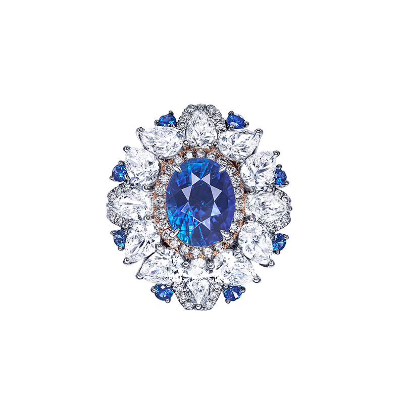 天然無燒艷彩藍寶鑽戒 3.13克拉
Sapphire And Diamond Ring
(No Indecations Of Thermal
Treatment)