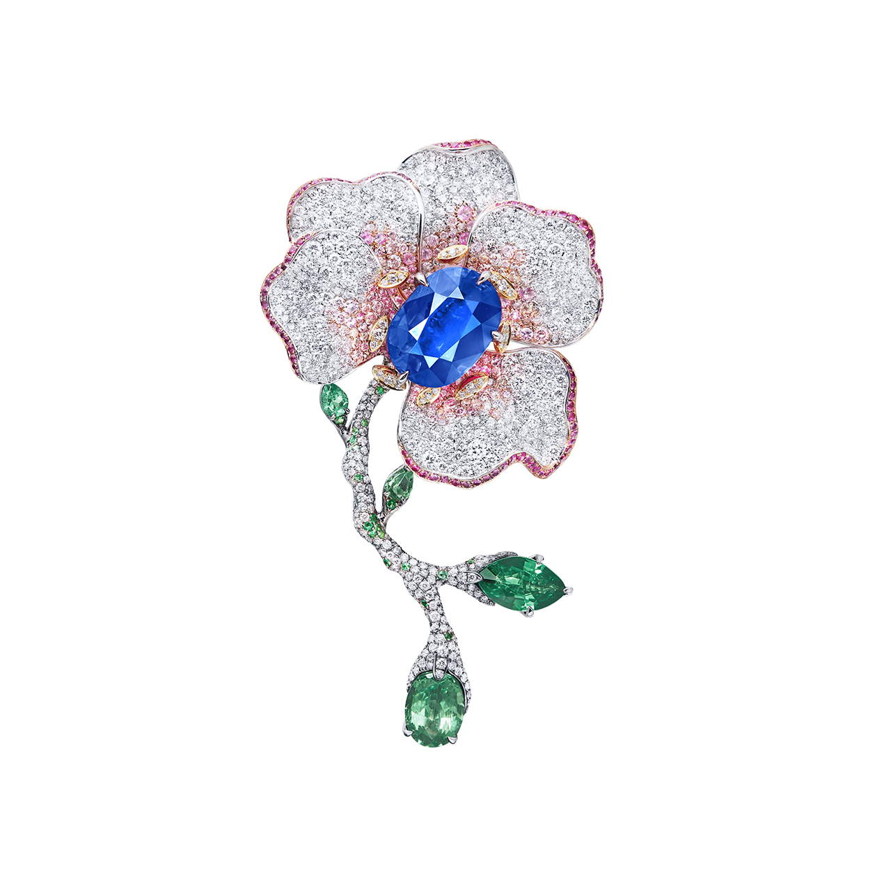 斯里蘭卡皇家藍藍寶鑽石胸針 8.09克拉
Royal Blue Sapphire, Multi - 
Colored Gemstone and
Diamond Brooch