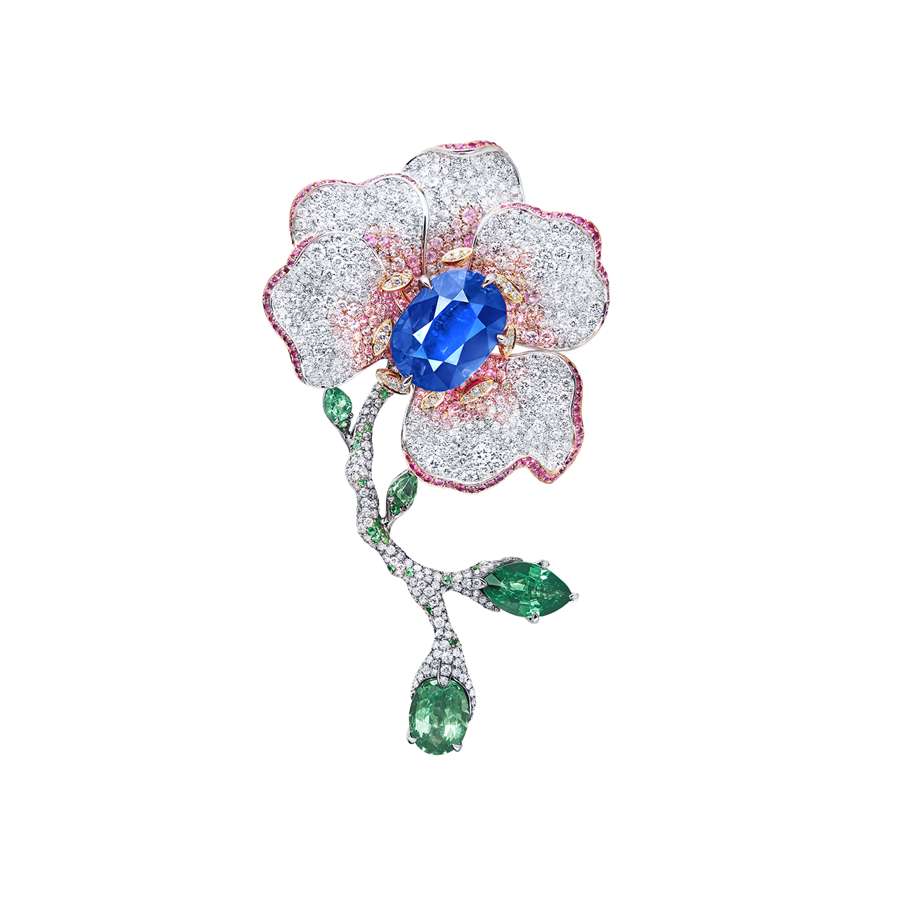 斯里蘭卡皇家藍藍寶鑽石胸針 8.09克拉
Royal Blue Sapphire, Multi - 
Colored Gemstone and
Diamond Brooch