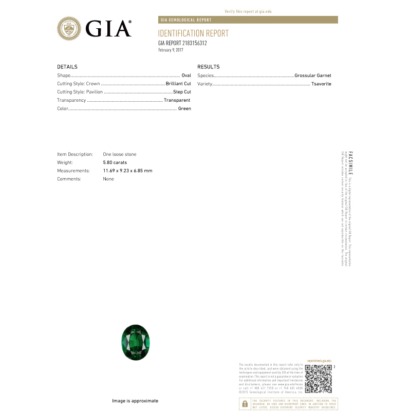 GIA 沙弗萊裸石 5.80 克拉