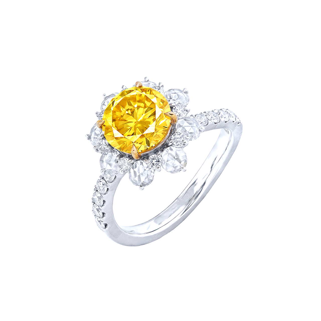GIA 2.01克拉
深彩黃彩鑽鑽戒
FANCY DEEP YELLOW DIAMOND 
AND DIAMOND RING