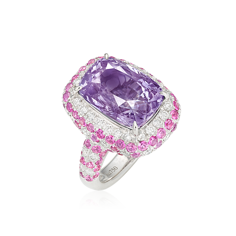 10.11克拉 天然無燒尖晶石鑽戒 
Spinel, Multi- Colored Gem-set 
and Diamond Ring