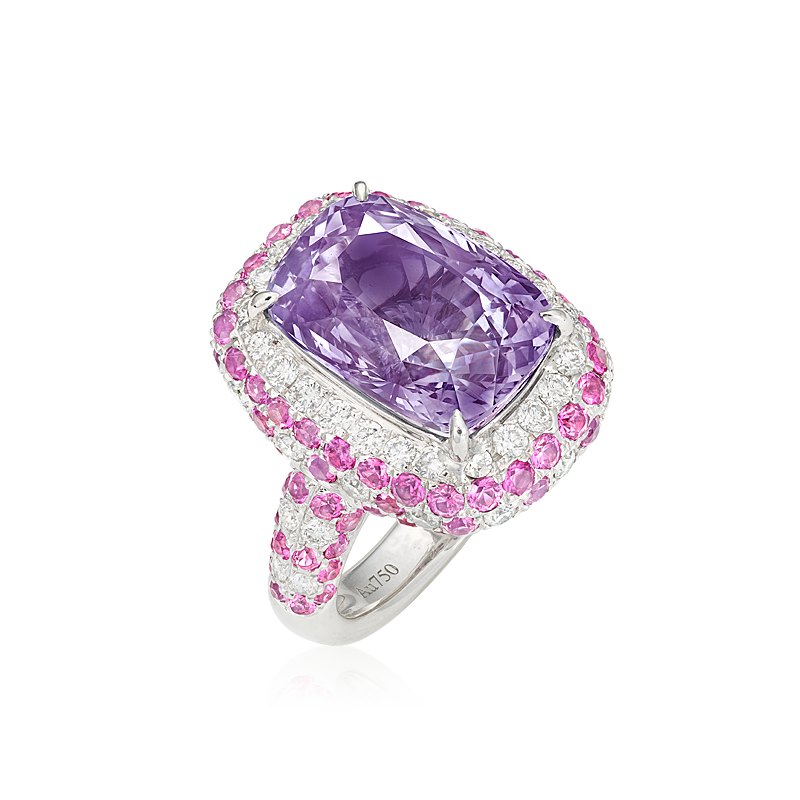 10.11克拉 天然無燒尖晶石鑽戒 
Spinel, Multi- Colored Gem-set 
and Diamond Ring