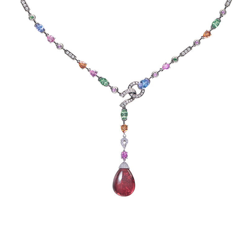 紅寶碧璽彩剛鑽石套鍊 44.79克拉
Rubellite, Multi- Colored
Corundum and Diamond
Necklace