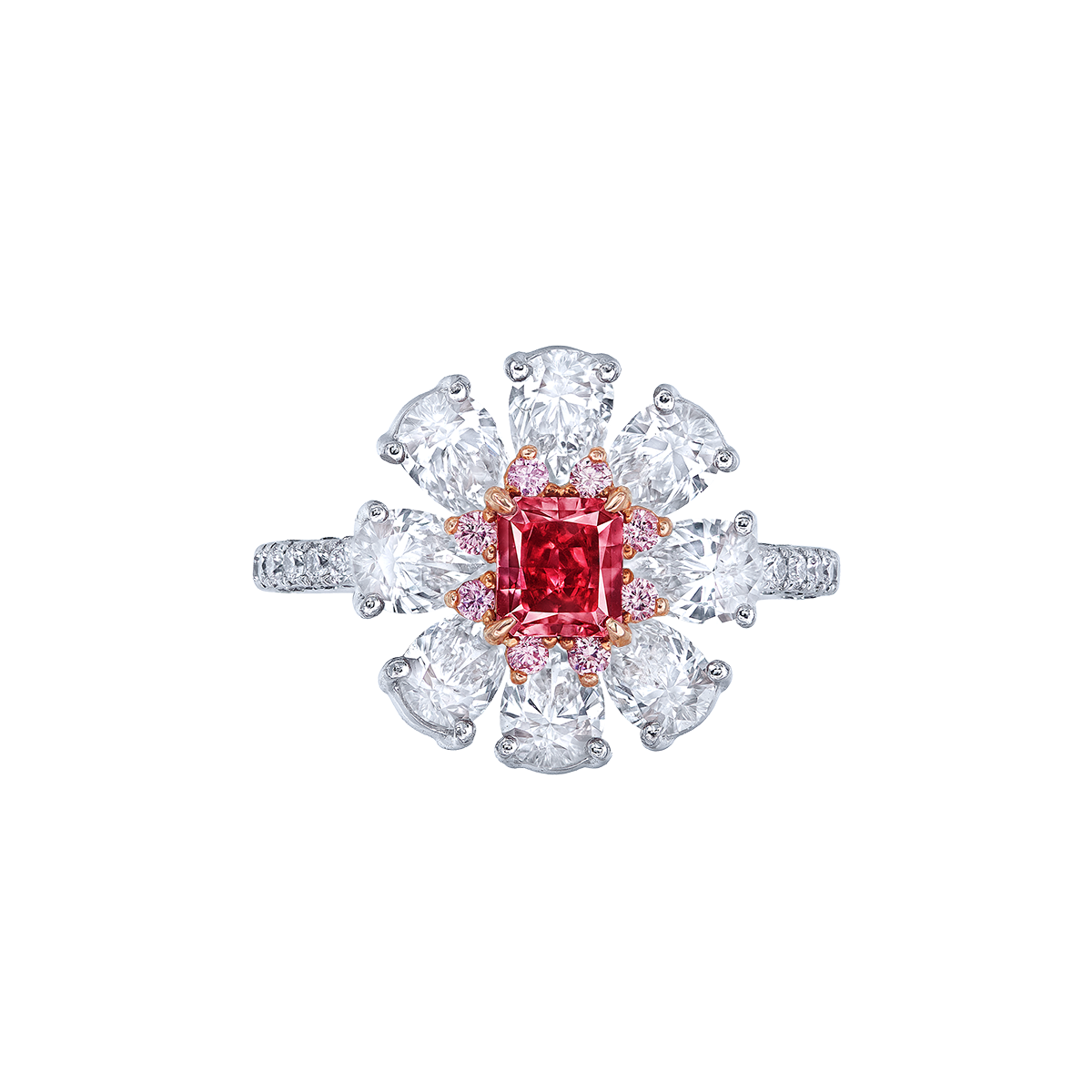 GIA 0.53克拉 紅鑽鑽戒
Fancy Red Colored Diamond and Diamond Ring