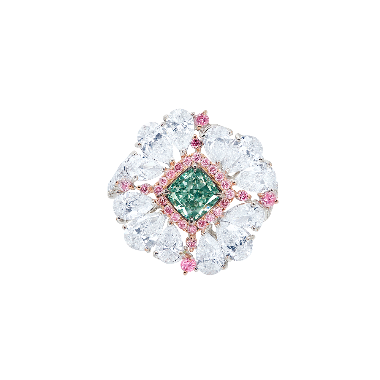 GIA 1.03克拉 藍綠彩鑽戒
Fancy Bluish Green Colored
and Diamond Ring
