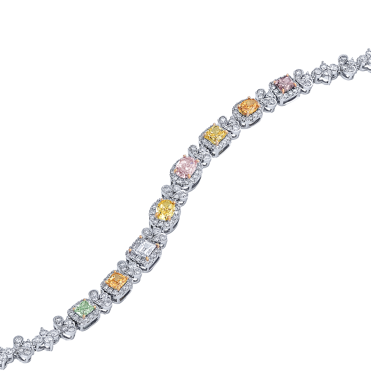 GIA 混色彩鑽鑽石手鍊
Multi-Colored Diamond
and Diamond Bracelet