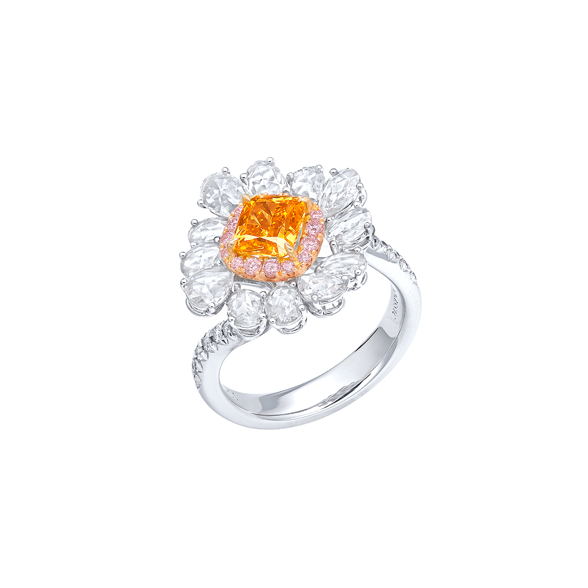 GIA 艷彩黃橘鑽鑽戒 1.13克拉
Fancy Vivid Yellow-Orange 
Colored Diamond and
Diamond Ring
