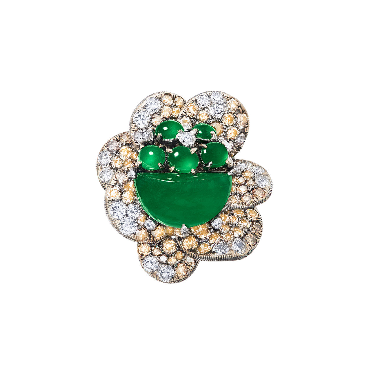 GSA 天然A貨翡翠鑽戒 22.03公克
Jadeite And Diamond Ring