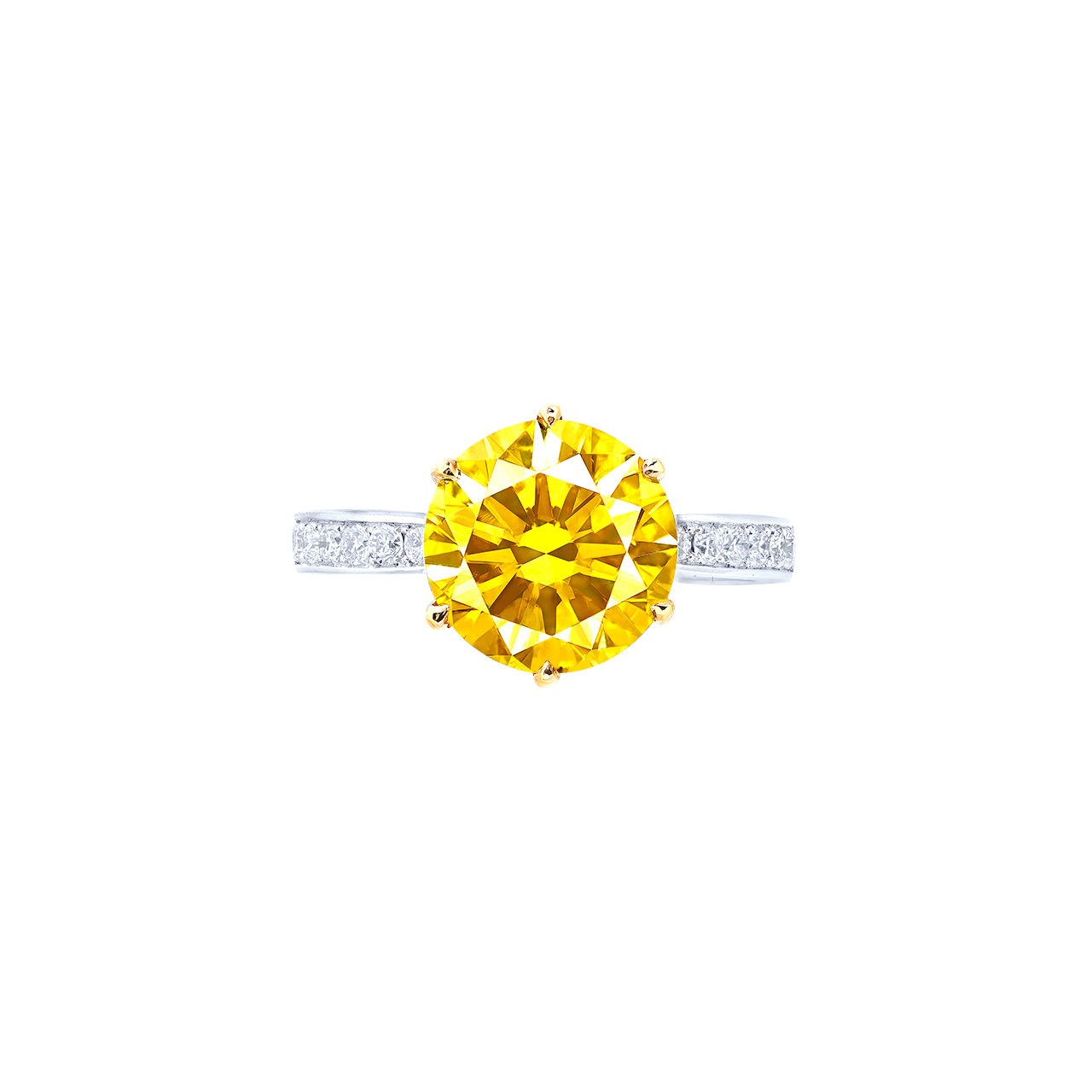 GIA 3.15 克拉深彩黃彩鑽鑽戒
FANCY DEEP YELLOW DIAMOND 
AND DIAMOND RING