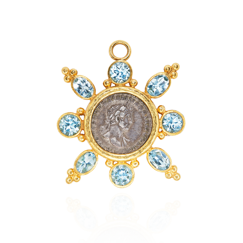 古羅馬時期銀幣海水藍寶胸針
Ancient Roman Silver Coins And 
Aquamarine Brooch