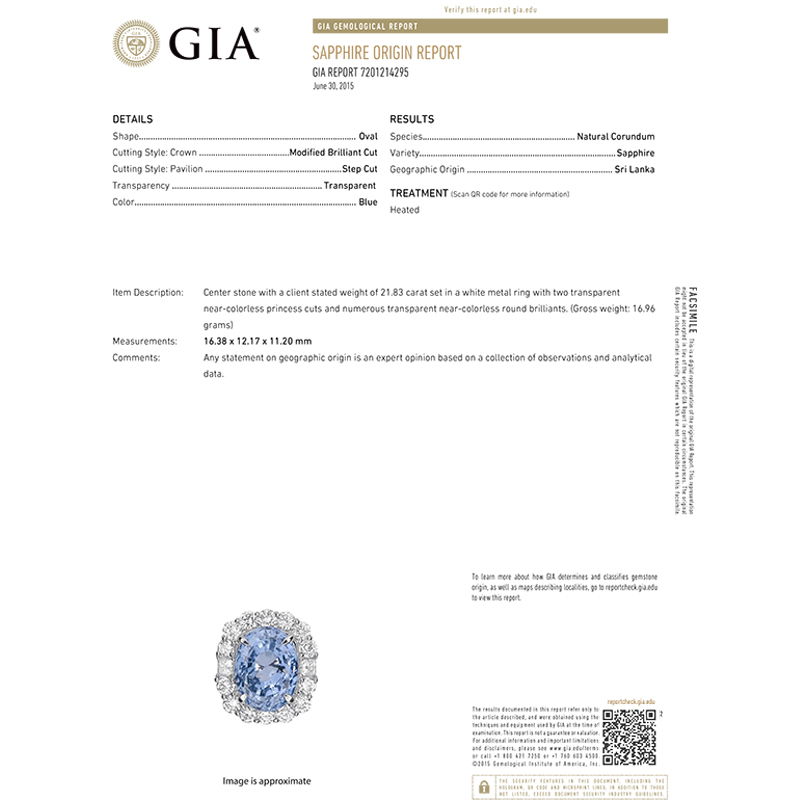 GIA 斯里蘭卡藍寶石戒 21.83 克拉