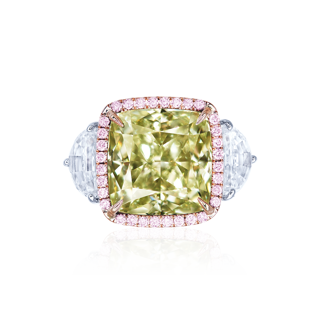 GIA 10.21 克拉 綠黃鑽鑽戒
Fancy Green -Yellow Colored 
Diamond and Diamond Ring