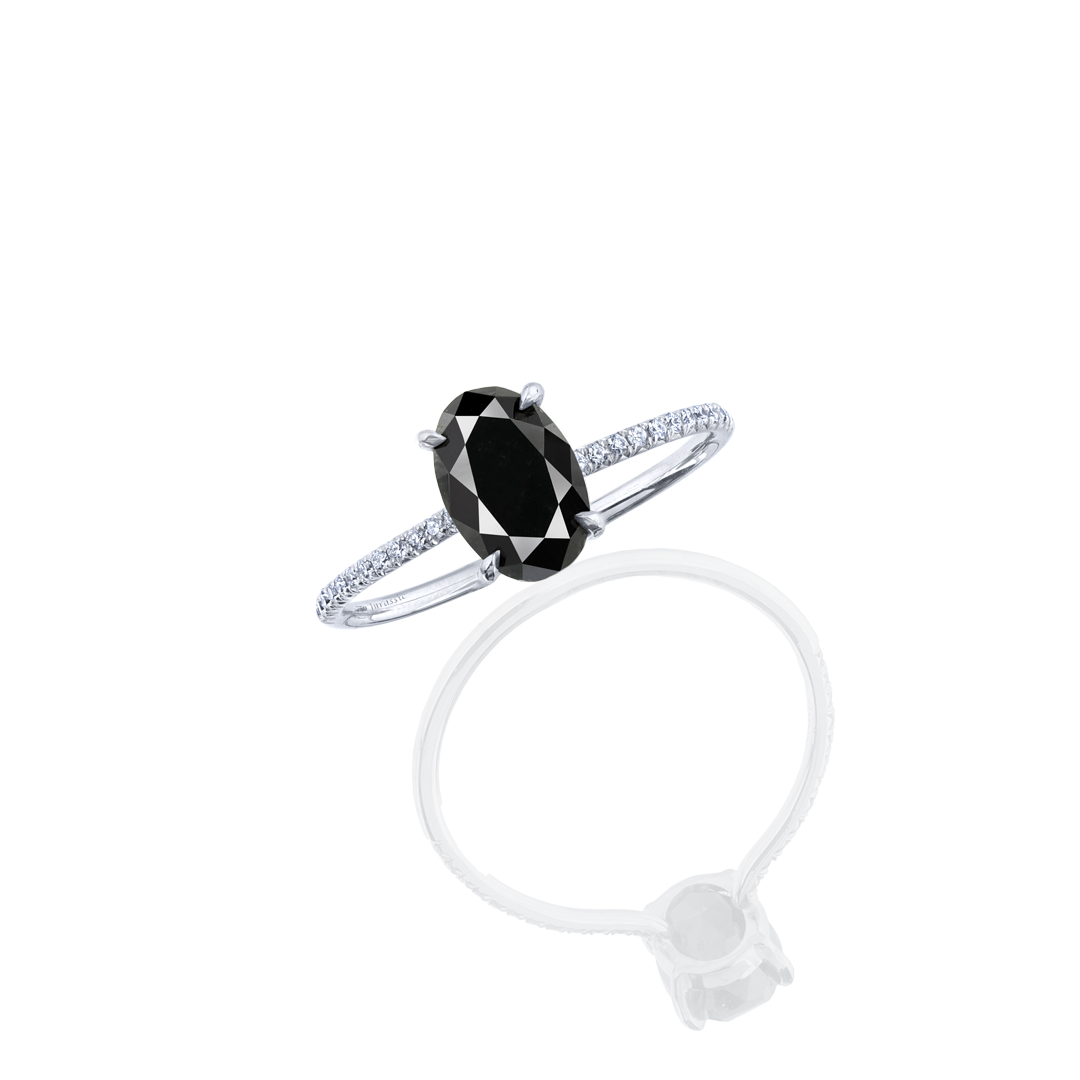 GIA 黑鑽戒 1.60 克拉 GIA Black Diamond Ring