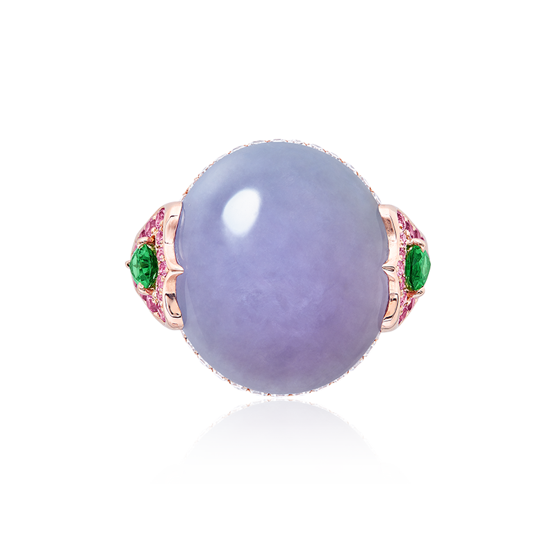 GSA 天然A貨紫羅蘭翡翠戒 18.90克拉
Natural Lavender Jadeite And
Diamond Ring