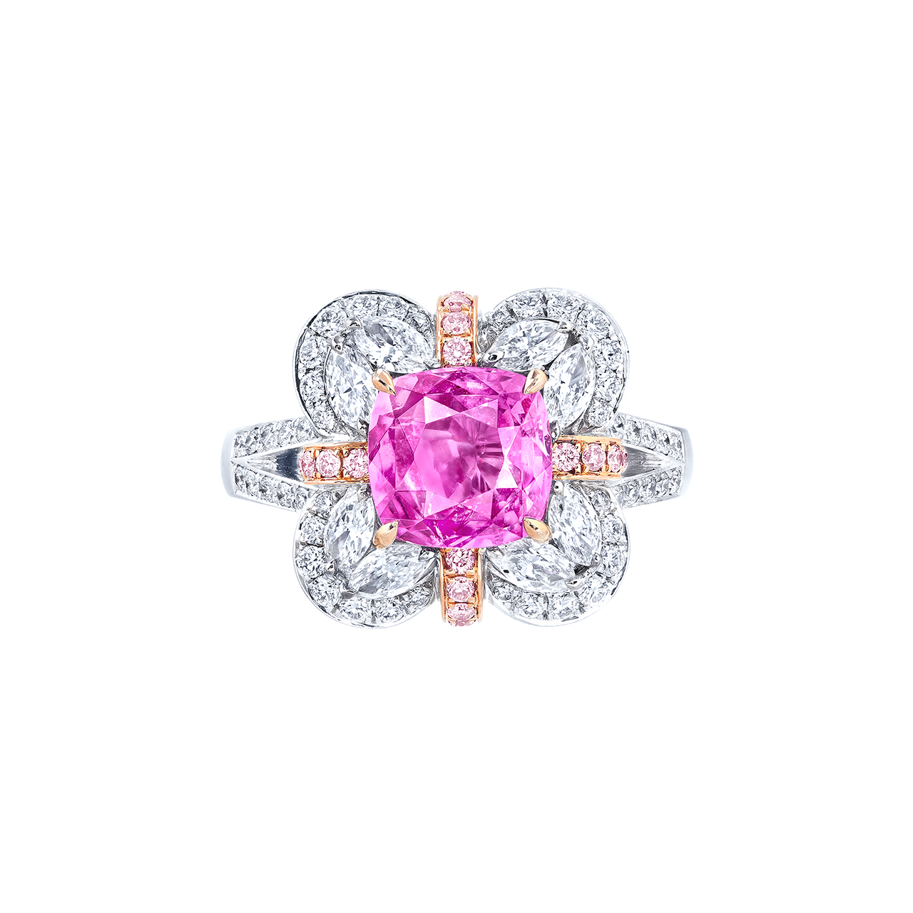 2.67克拉 天然無燒粉剛鑽戒
Pink Sapphire and Diamond Ring