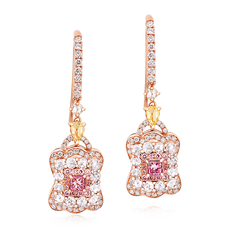 阿蓋爾粉鑽耳環 0.30 克拉
Pink Diamond from Argyle Mine 
and Diamond Earrings