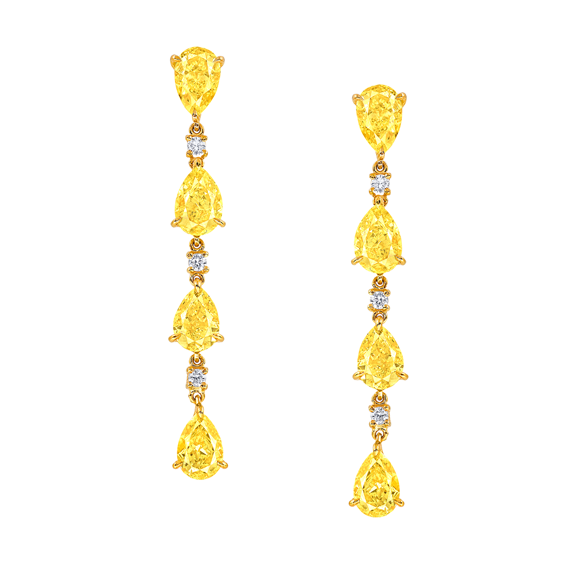 GIA 3.76克拉 濃彩黃鑽鑽石耳環
Fancy Intense Yellow Colored 
Diamond and Diamond Earrings