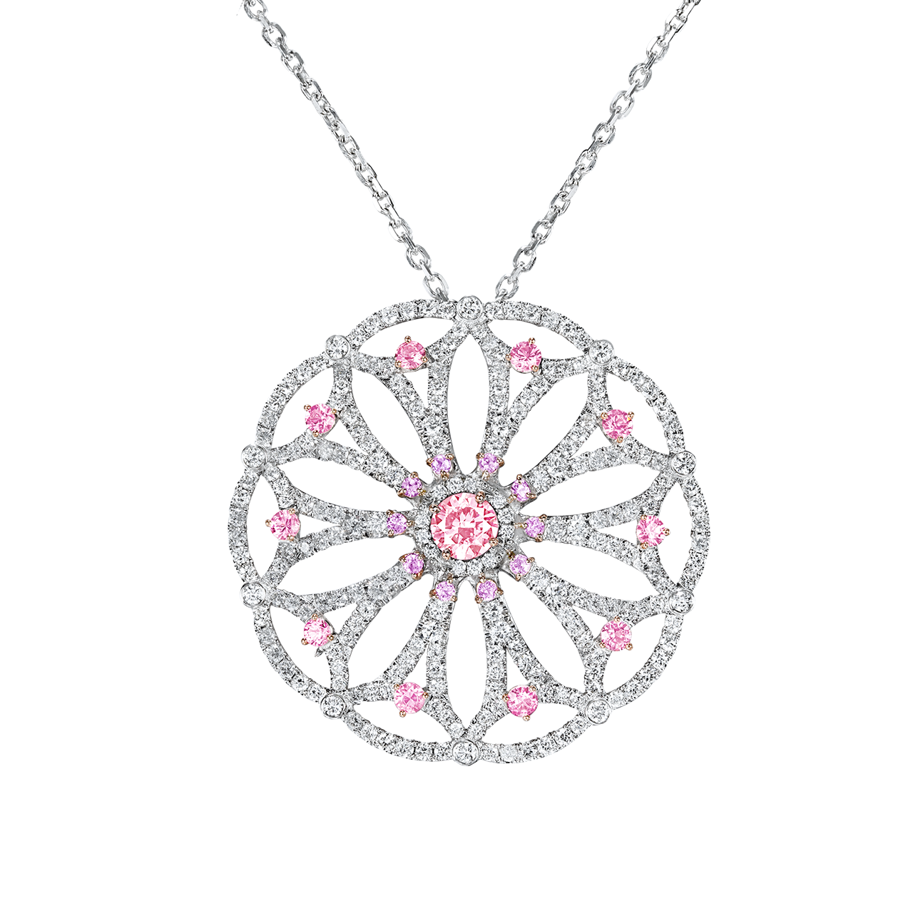 GIA 0.41克拉 阿蓋爾粉彩鑽鑽石墜鍊
FANCY PINK DIAMOND AND 
DIAMOND NECKLACE FROM ARGYLE MINE
