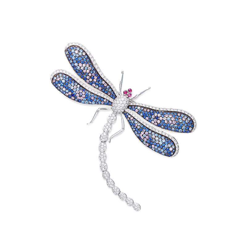 彩寶蜻蜓鑽石胸針 25.70 公克