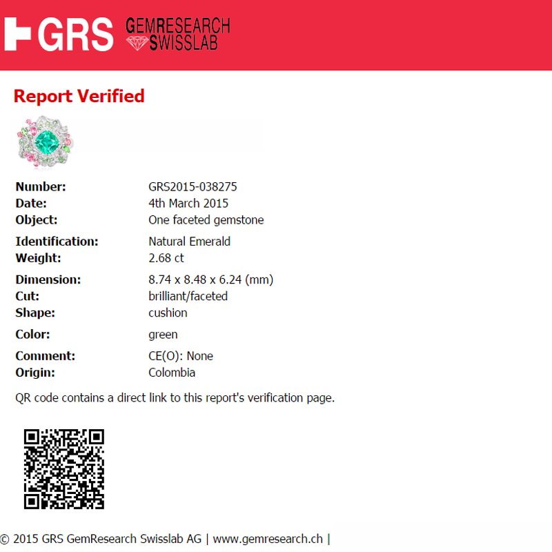 GRS 哥倫比亞祖母綠戒 2.68 克拉
