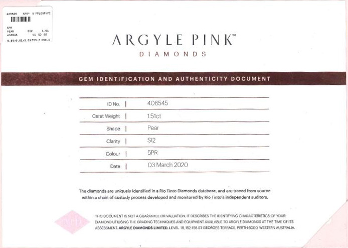 1.51克拉 阿蓋爾粉鑽裸石
Unmounted Pink Diamond from Argyle Mine