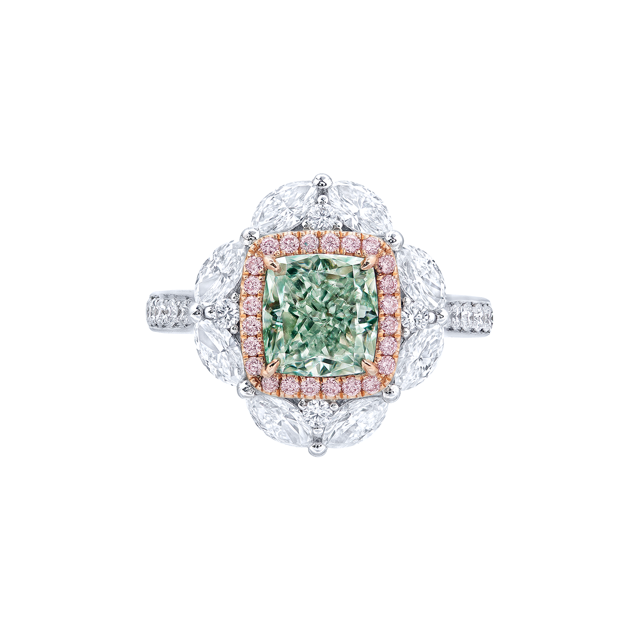 GIA 2.03克拉 淡彩綠鑽鑽戒/墜 二用
Fancy Light Green Colored Diamond 
and Diamond Ring / Pendant