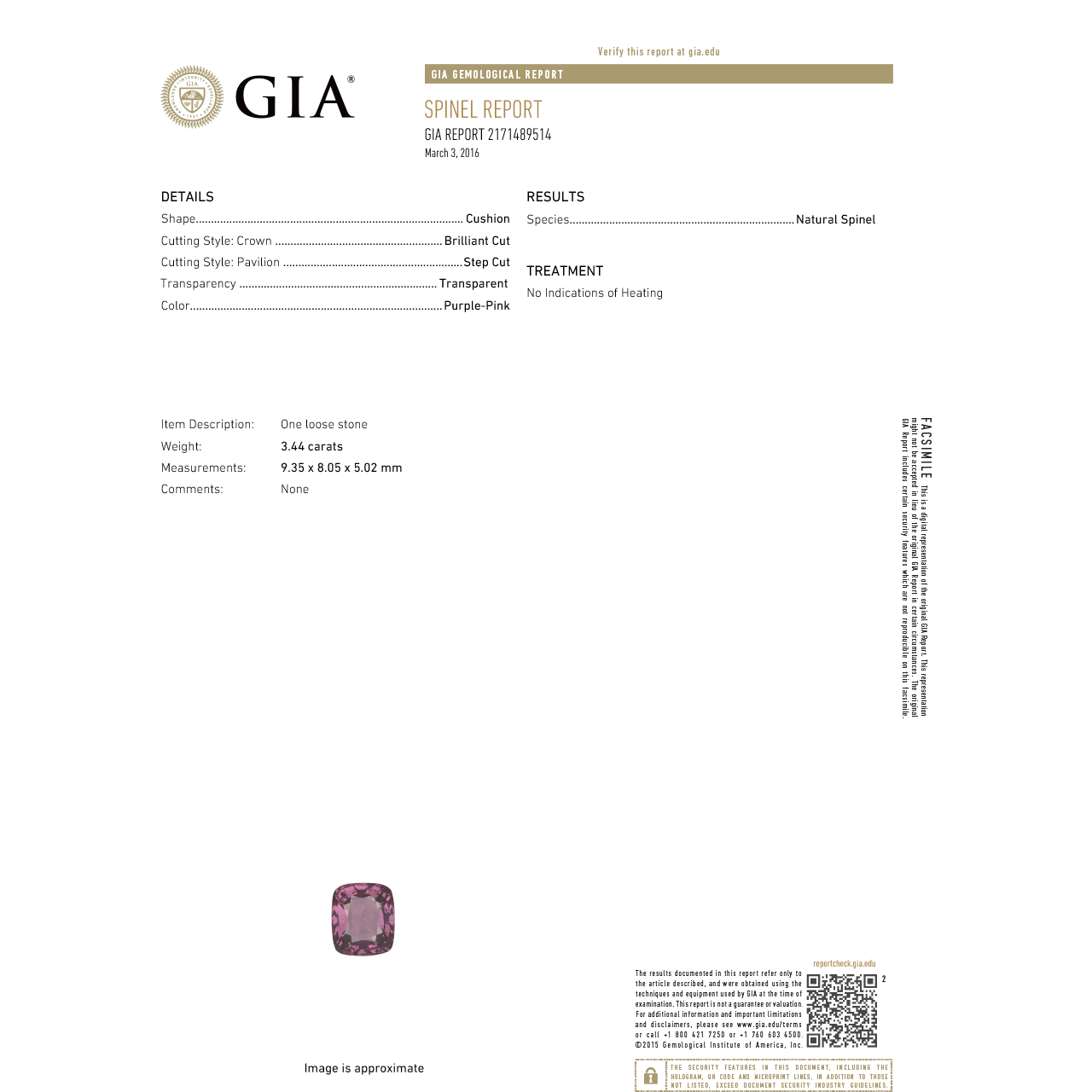 GIA 尖晶石戒 3.44克拉