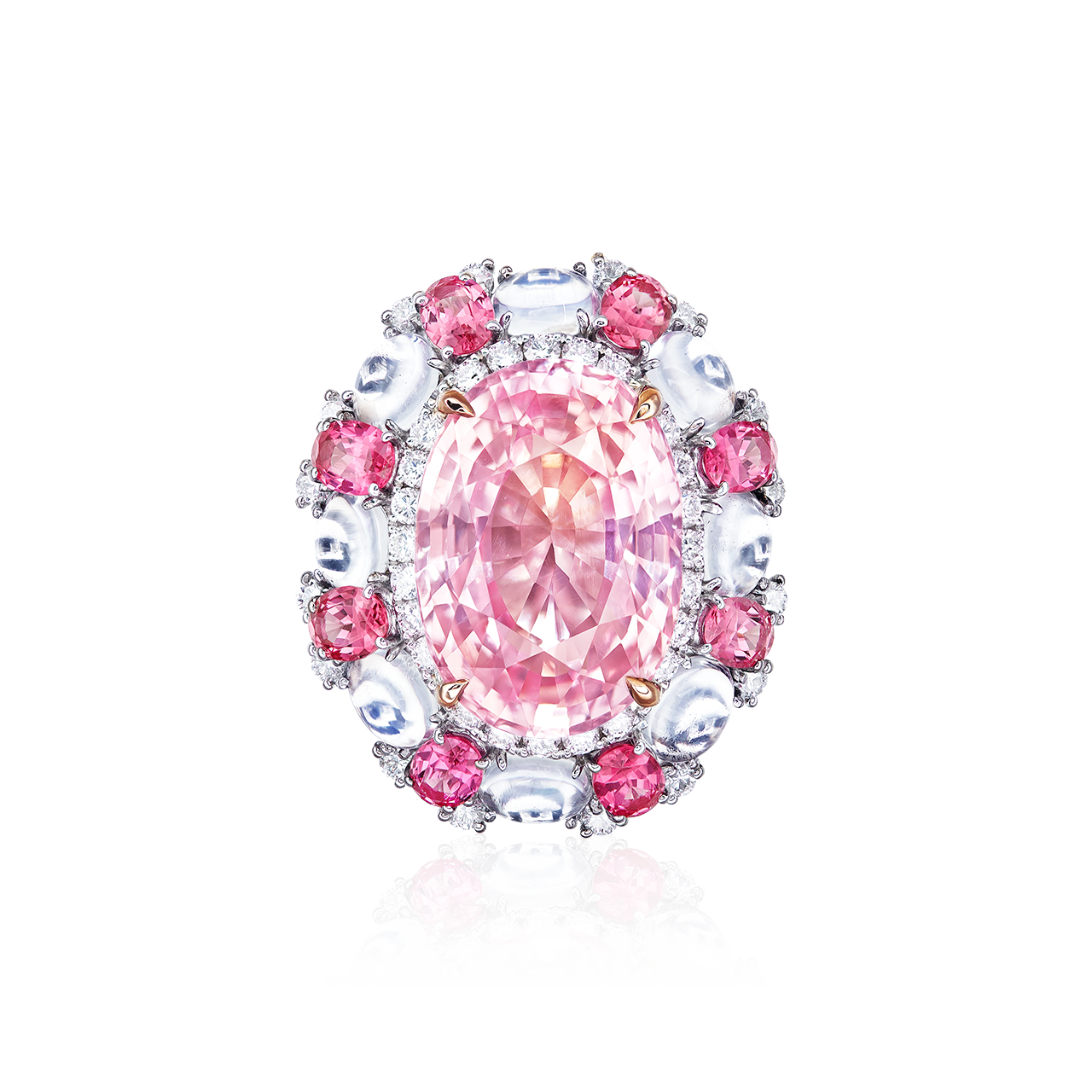 14.55克拉 斯里蘭卡天然無燒蓮花剛玉鑽戒
Padparadscha Sapphire from Sri Lanka 
and Diamond Ring