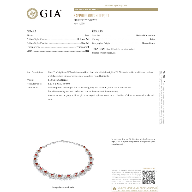 GIA 紅寶套鍊 13.50 克拉