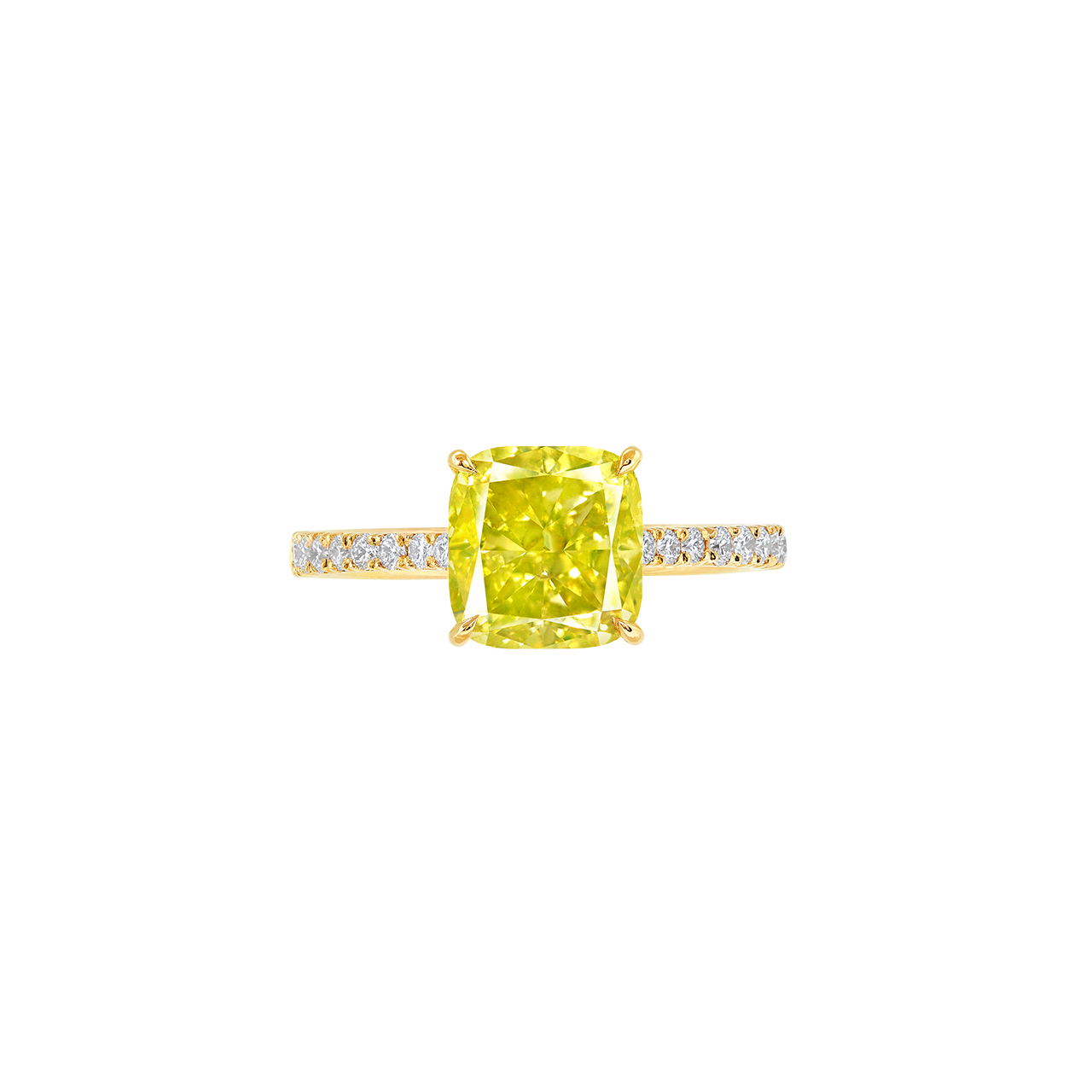 GIA 3.19克拉 濃彩綠黃彩鑽鑽石戒
FANCY INTENSE GREENISH YELLOW 
COLOURED DIAMOND AND DIAMOND RING 