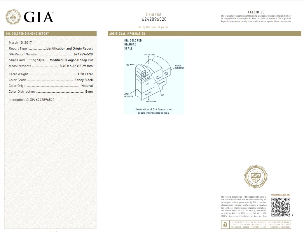 GIA 黑鑽戒 1.58 克拉