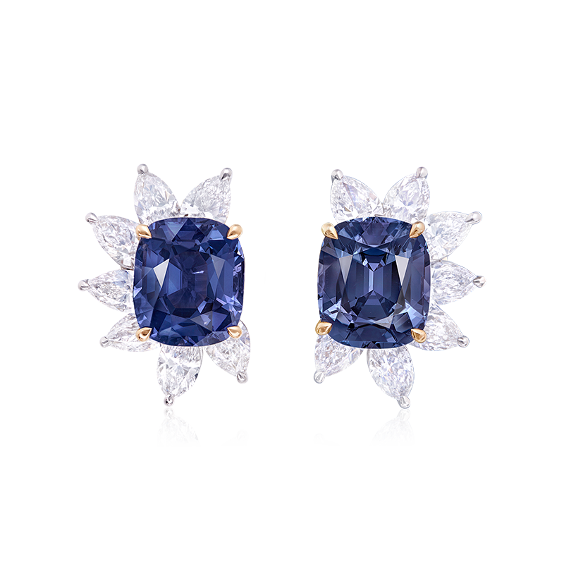 GRS 天然無燒藍尖晶石鑽石耳環 ,IVY 4.42克拉 4.26克拉
Pair Of Spinel And Diamond
Earrings,Ivy