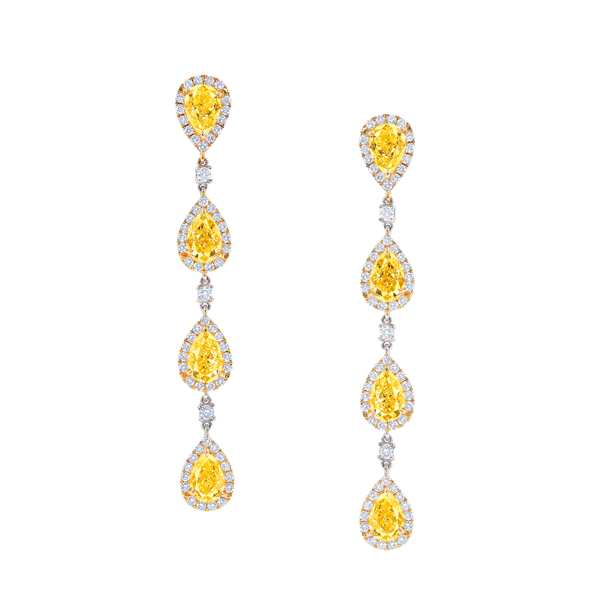 GIA 3.76克拉 黃鑽耳環
Fancy Intense Yellow Colored 
Diamond and Diamond Earrings