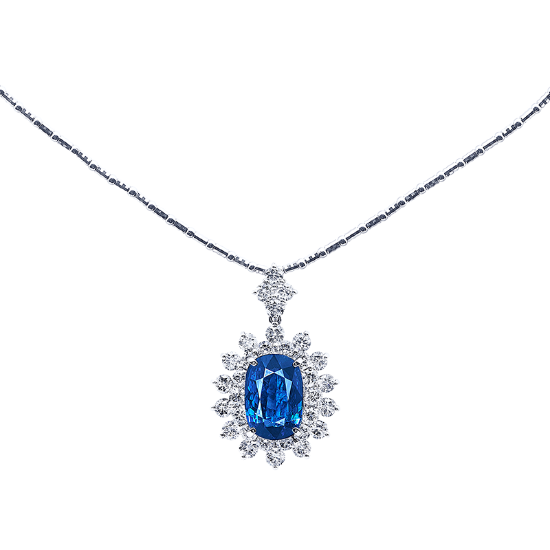 GRS 皇家藍藍寶鑽石墜鍊(H) 9.04克拉
Royal Blue Sapphire And
Diamond Pendant Necklace (H)