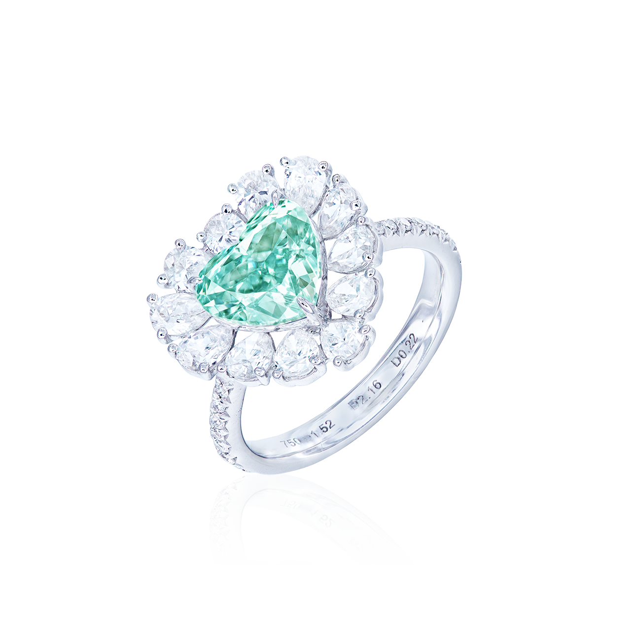 GIA 2.16克拉 濃彩藍綠鑽鑽戒
Fancy Intense Blue-Green 
Colored Diamond Ring