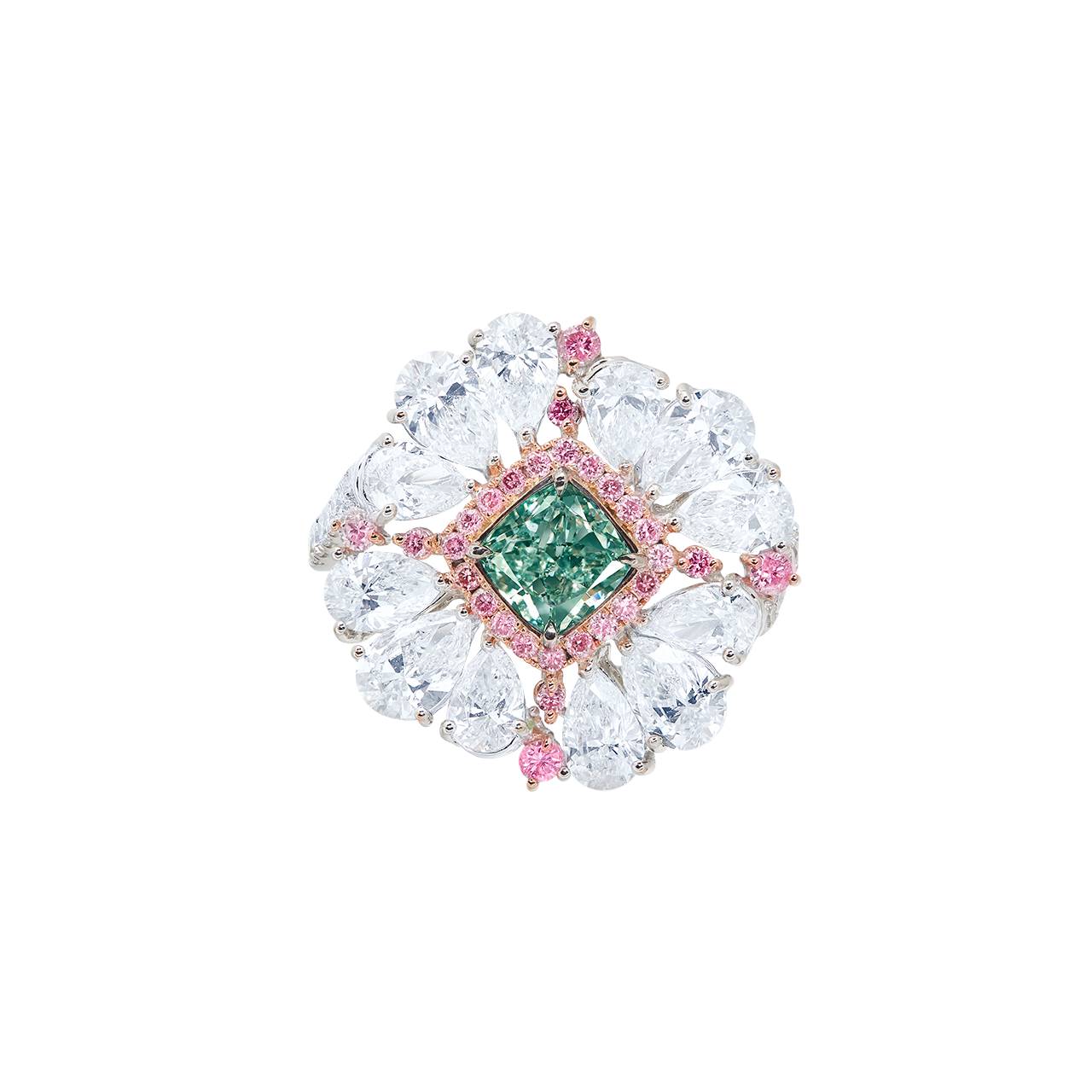 GIA 1.03克拉 藍綠彩鑽戒
Fancy Bluish Green Colored
and Diamond Ring