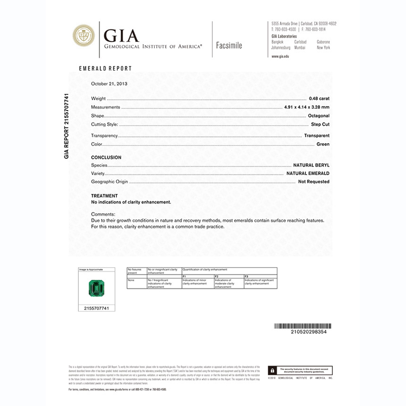 GIA 無油祖母綠 0.48 克拉