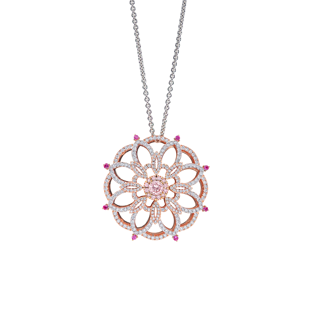 TIME TRAVEL 時光之旅系列
0.43克拉 阿蓋爾粉鑽墜 
Pink Diamond from Argyle Mine 
and Diamond Pendant Necklace
