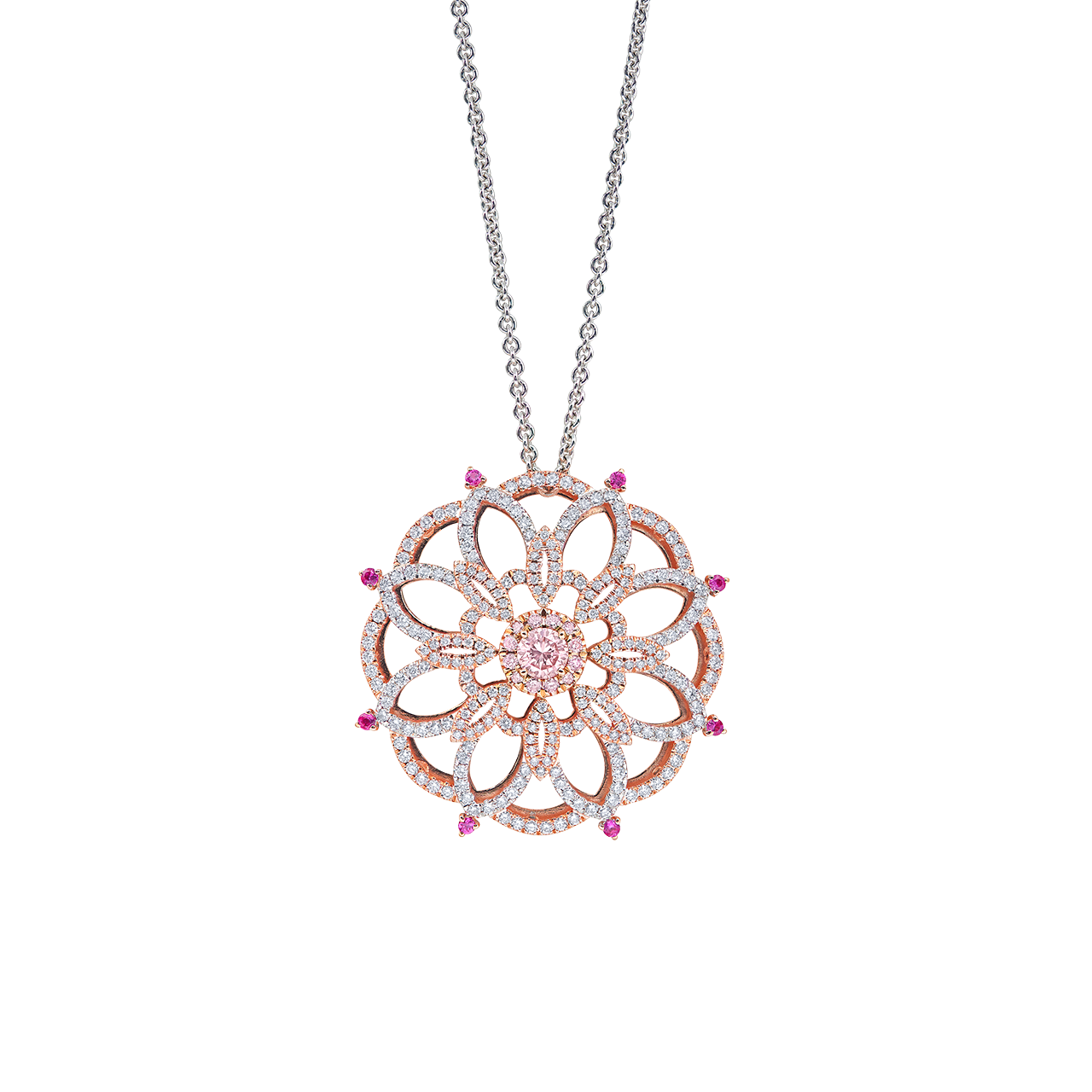 TIME TRAVEL 時光之旅系列
0.43克拉 阿蓋爾粉鑽墜 
Pink Diamond from Argyle Mine 
and Diamond Pendant Necklace