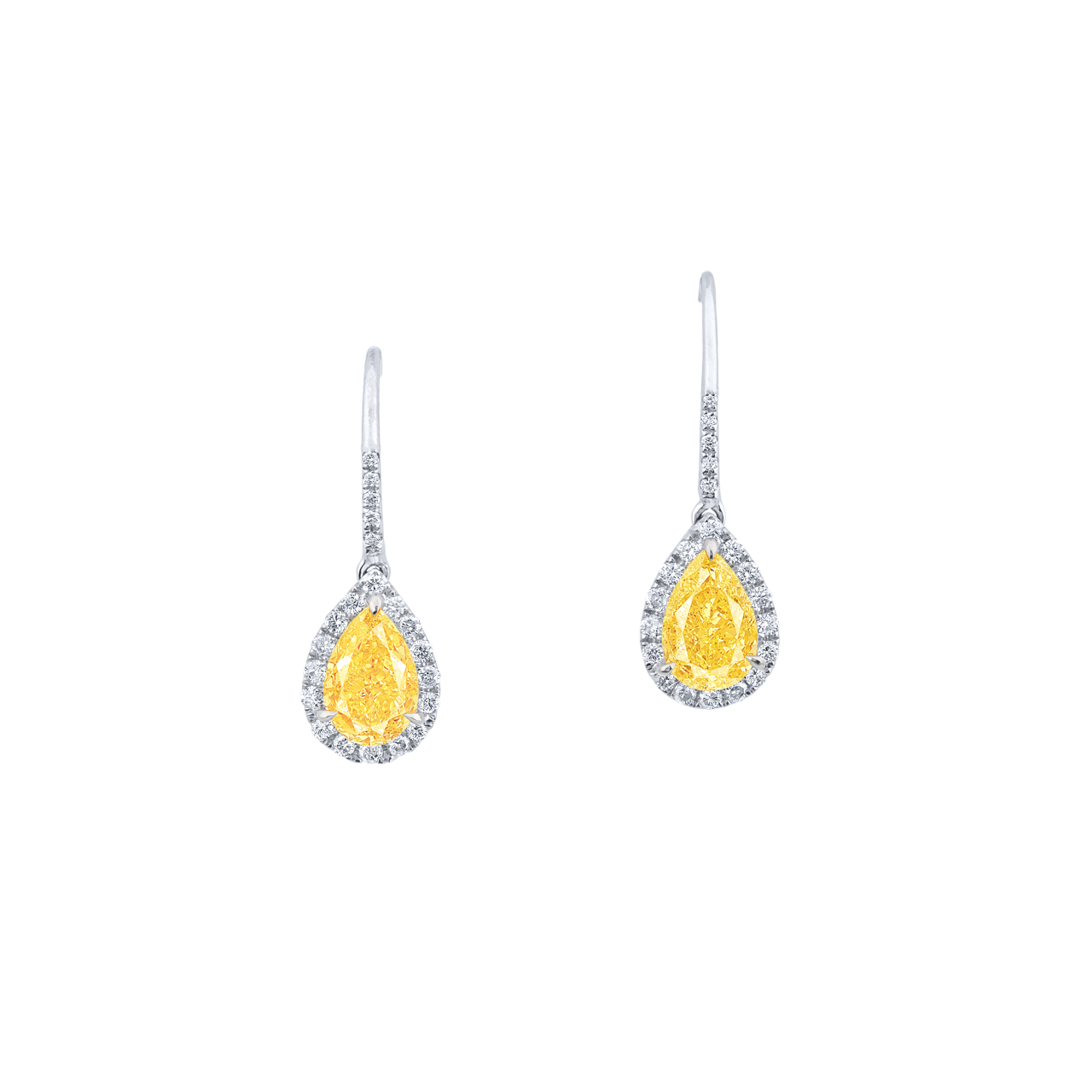 GIA 2.01克拉 黃鑽耳環(耳勾)  GIA Yellow Diamond Earrings