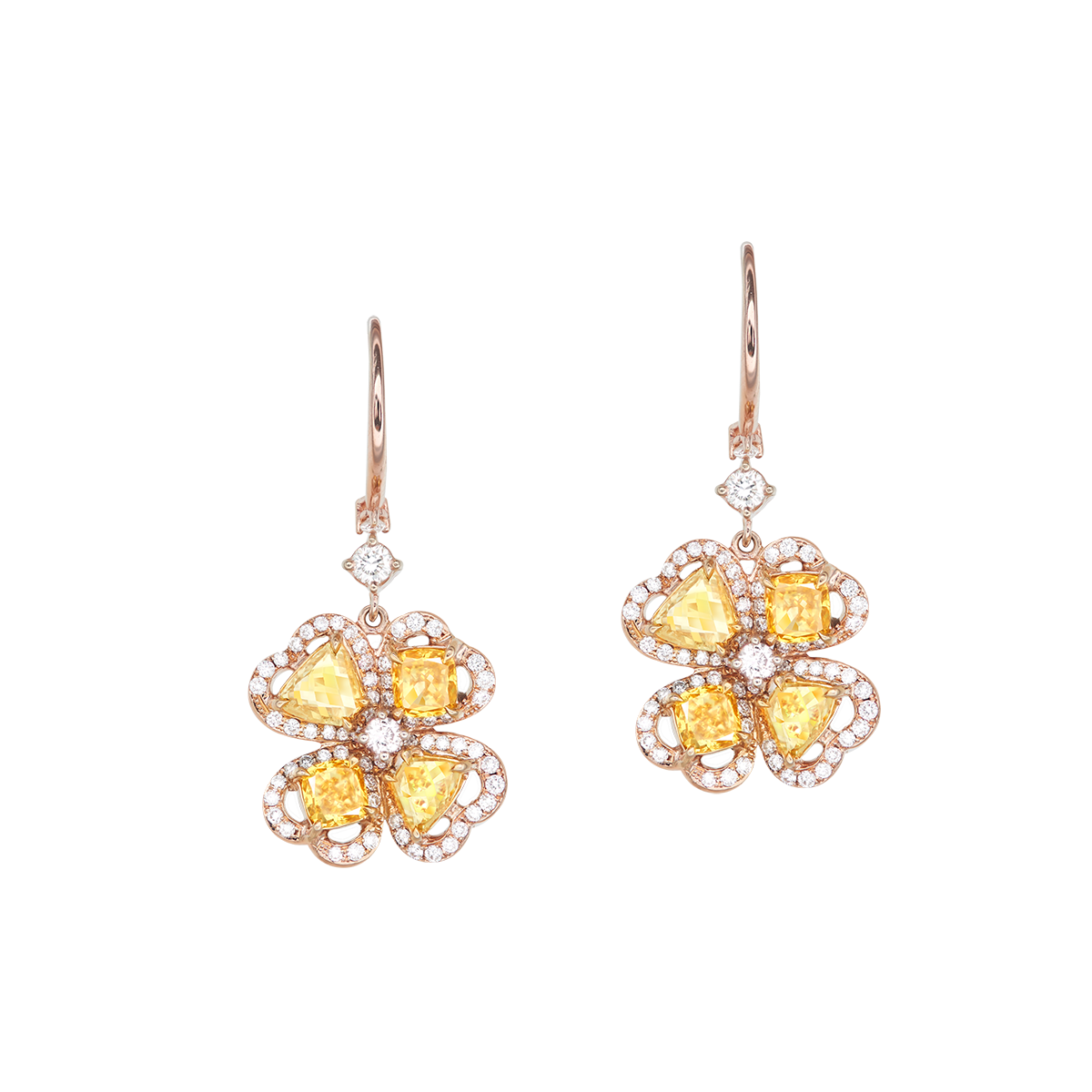 ALROSA黃鑽耳環 1.96克拉
Fancy Vivid Yellow Colored
Diamond and Diamond Earrings