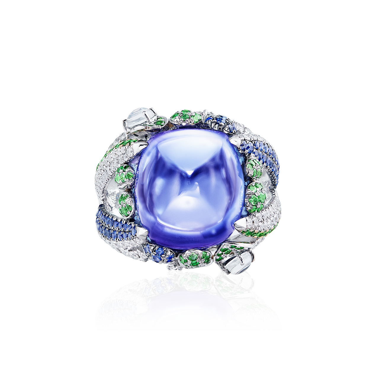 18.98克拉 天然丹泉石鑽戒
Tanzanite, Multi-colored Gemstone 
and Diamond Ring
