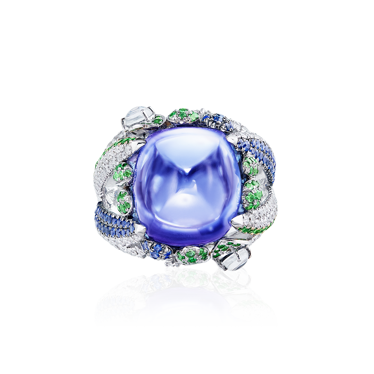 18.98克拉 天然丹泉石鑽戒
Tanzanite, Multi-colored Gemstone 
and Diamond Ring