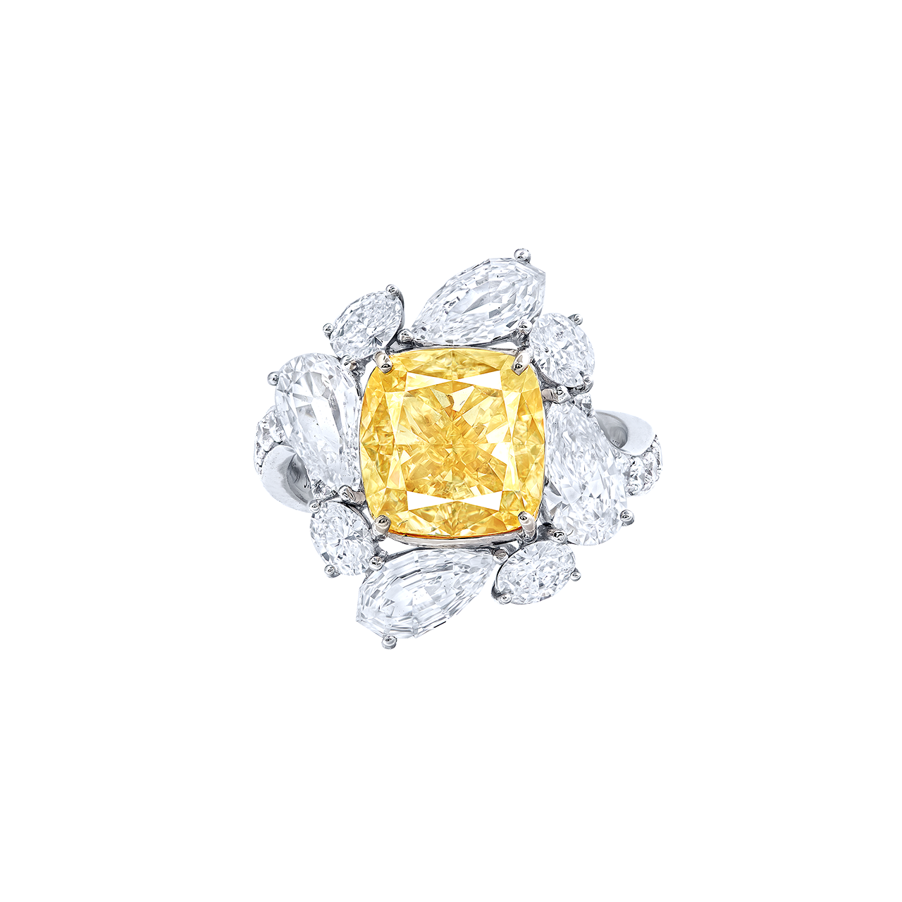 GIA 5.03克拉 黃彩鑽鑽戒
FANCY YELLOW DIAMOND 
AND DIAMOND RING