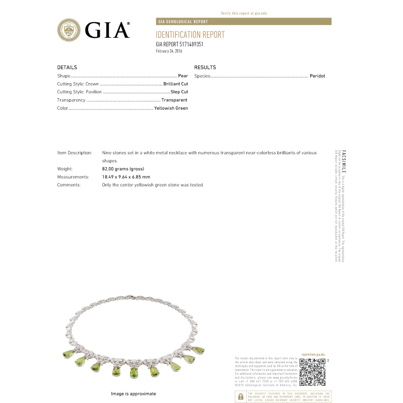 GIA 橄欖石套鍊 61.10 克拉